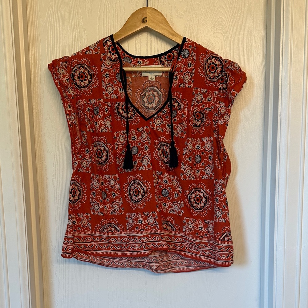Chic Burnt Orange Bohemian Crop Blouse